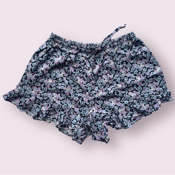 Mossimo Blue Purple Floral Ruffle Shorts Small - Picture 1 of 9
